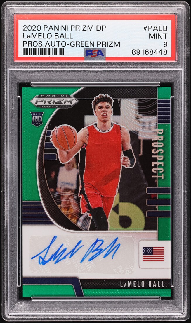 2020 Panini Prizm Draft Green LaMelo Ball ROOKIE AUTO #PA-LB PSA 9 MINT