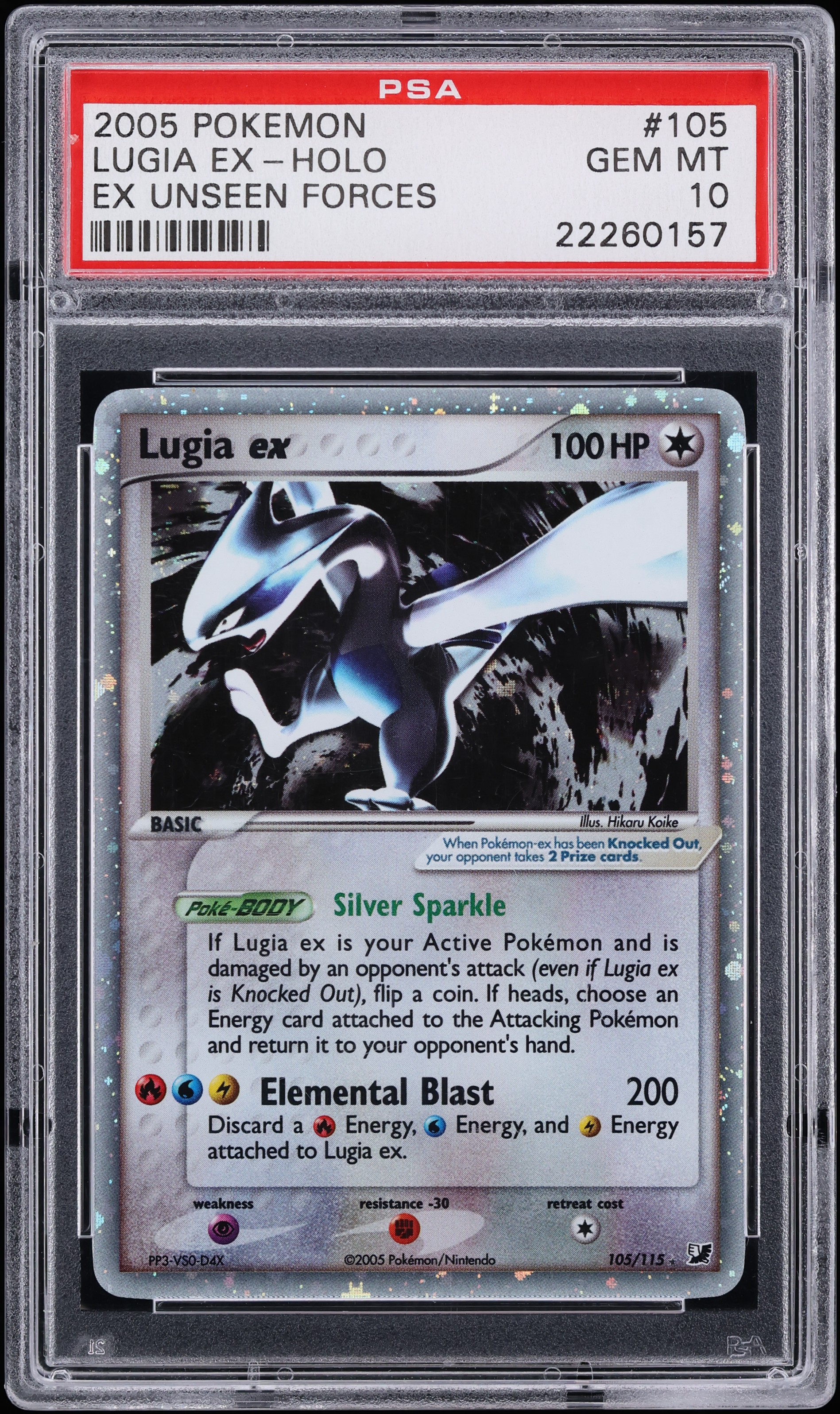 2005 Pokemon EX Unseen Forces Holo Lugia Ex #105 PSA 10 GEM MINT
