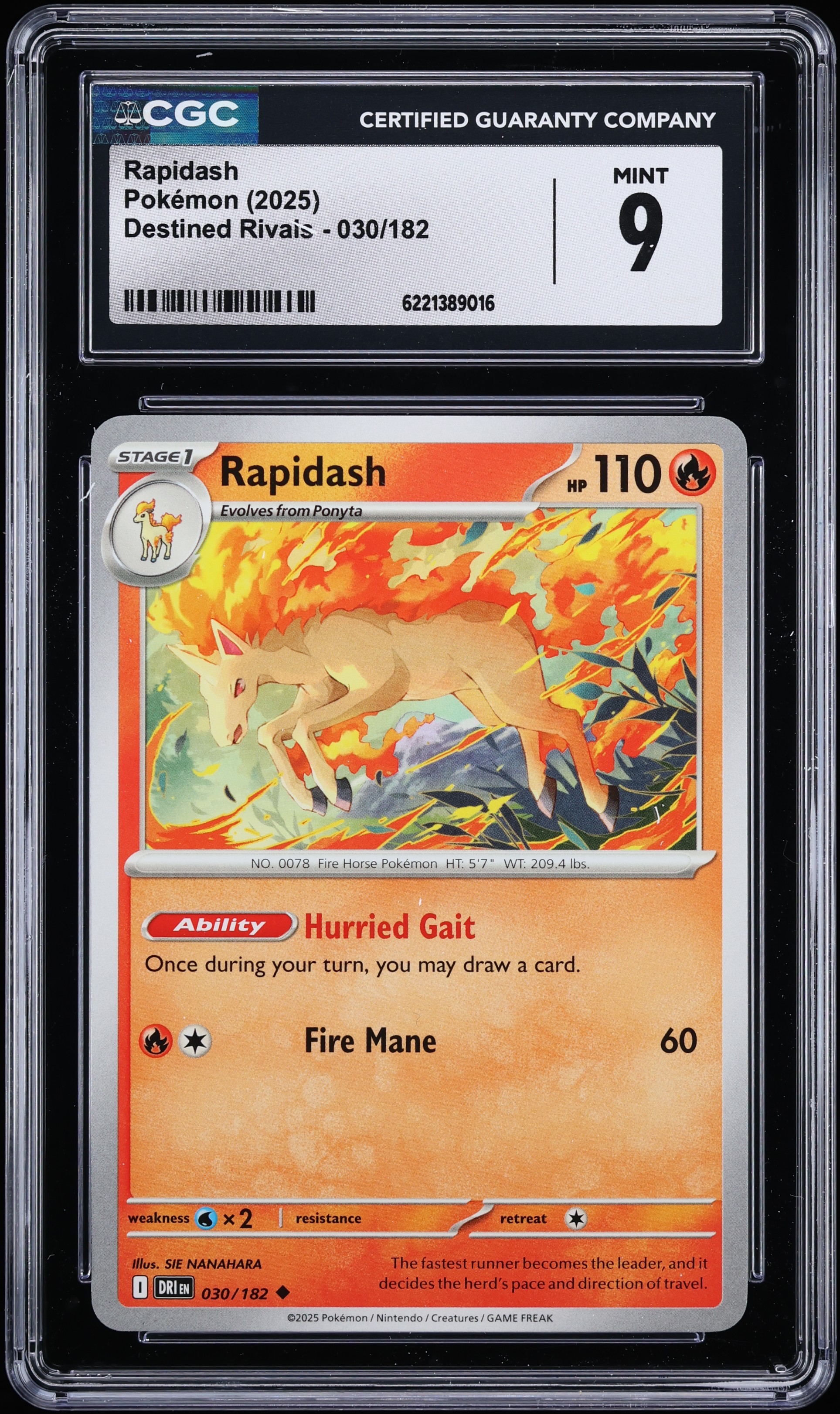 2025 Pokemon Scarlet & Violet Destined Rivals Rapidash #30 CGC 9 MINT