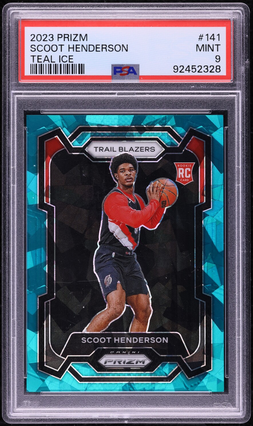 2023 Panini Prizm Teal Ice Scoot Henderson ROOKIE /225 #141 PSA 9 MINT