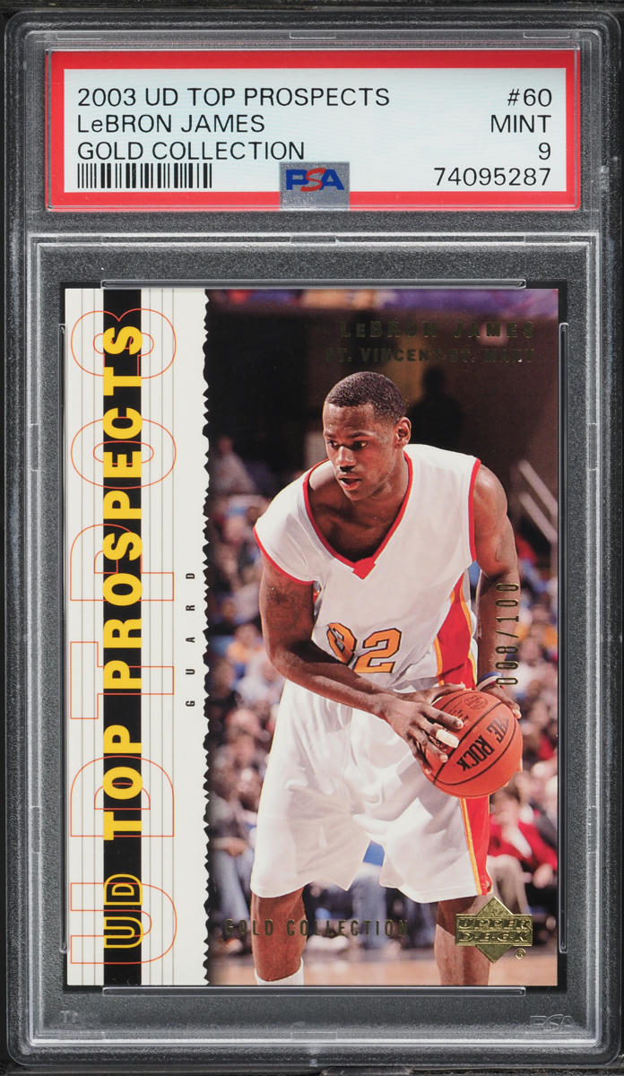 2003 Upper Deck Top Prospects Gold Collection LeBron James RC /100 #60 PSA 9