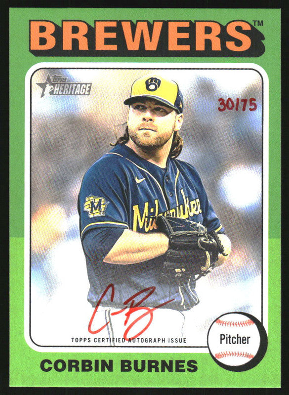 2024 Topps Heritage Real One Special Edition Red Ink Corbin Burnes Auto /75