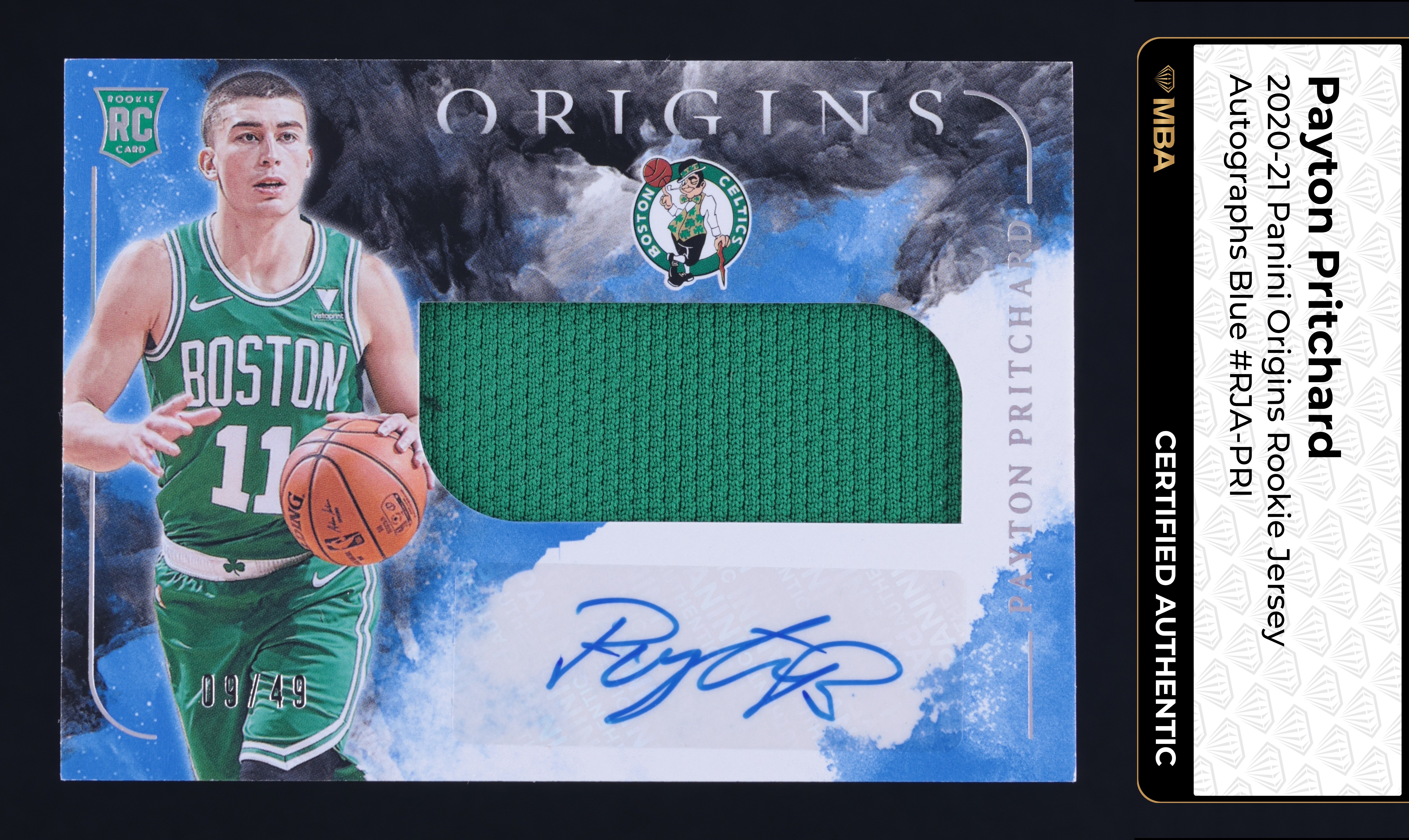 2020 Panini Origins Blue Payton Pritchard ROOKIE PATCH AUTO /49 MBA AUTH