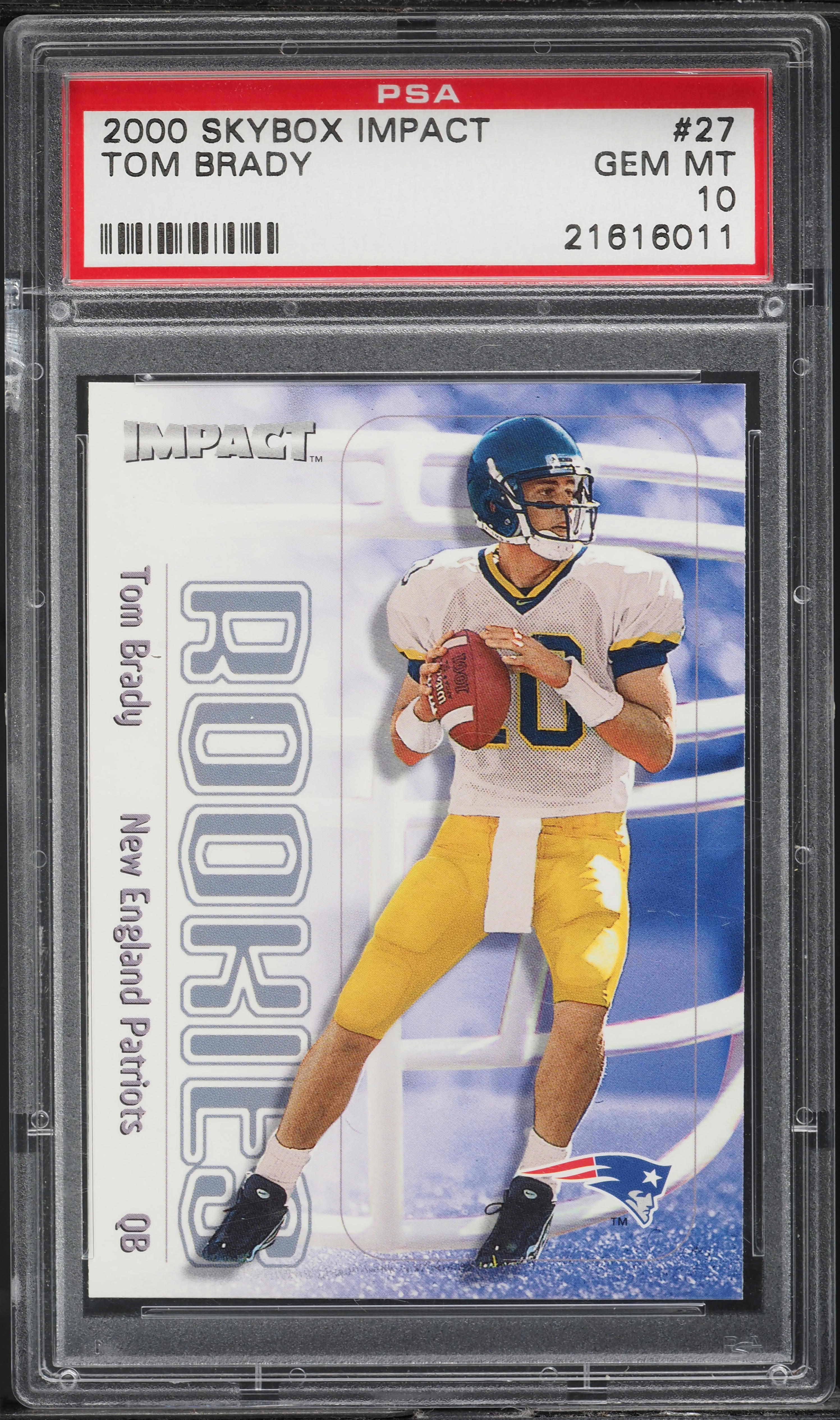 2000 Skybox Impact Tom Brady ROOKIE #27 PSA 10 GEM MINT