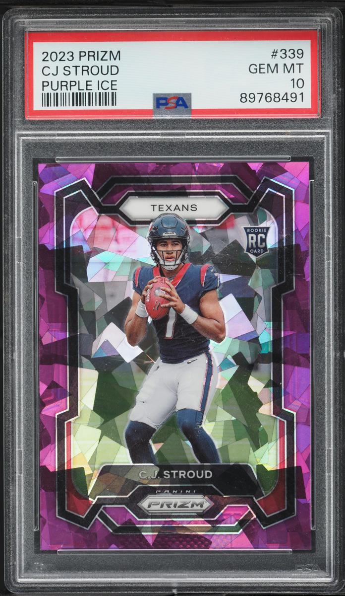 2023 Panini Prizm Purple Ice CJ Stroud ROOKIE /225 #339 PSA 10 GEM MINT