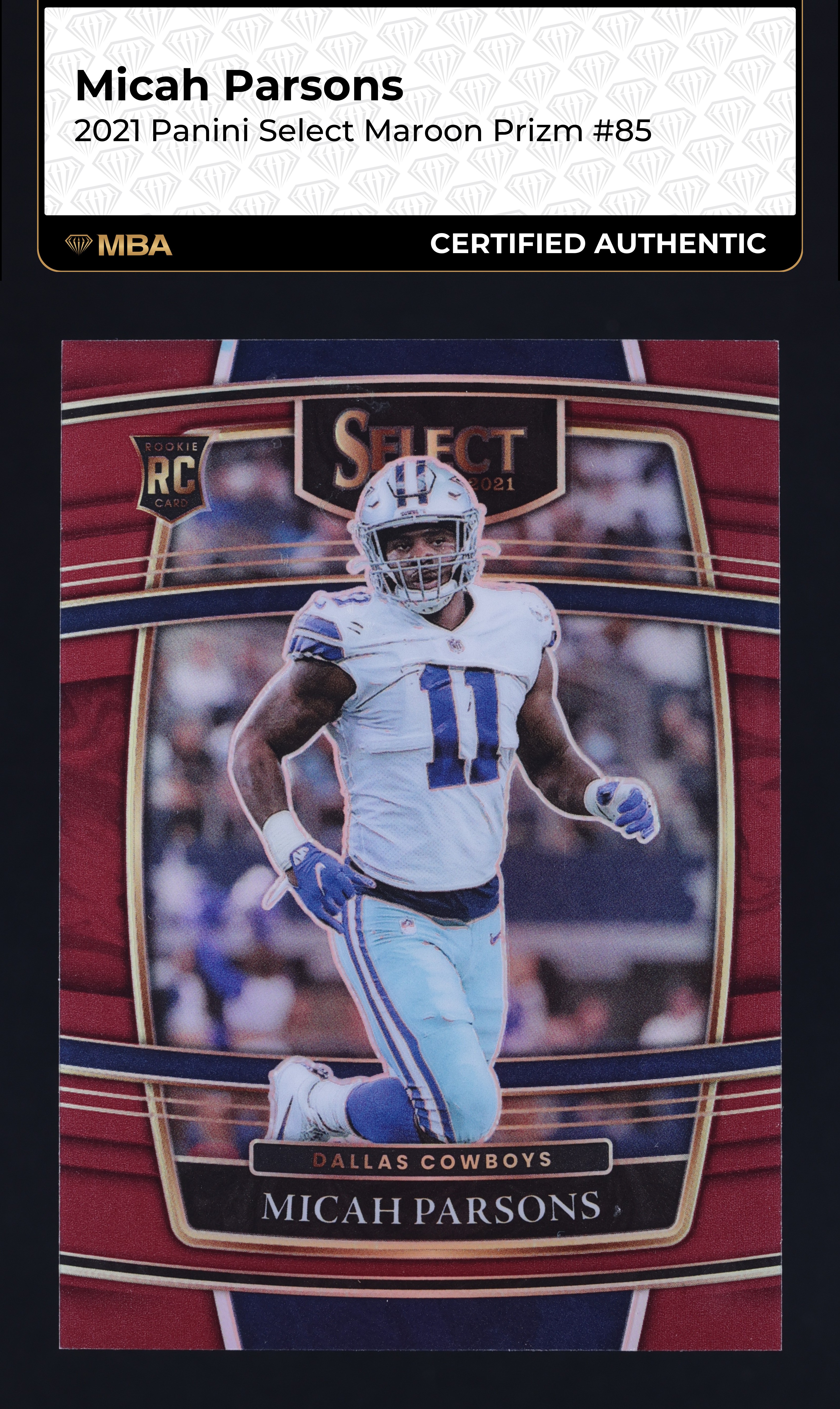 2021 Select Concourse Maroon Prizm Micah Parsons ROOKIE /149 #85 MBA AUTH