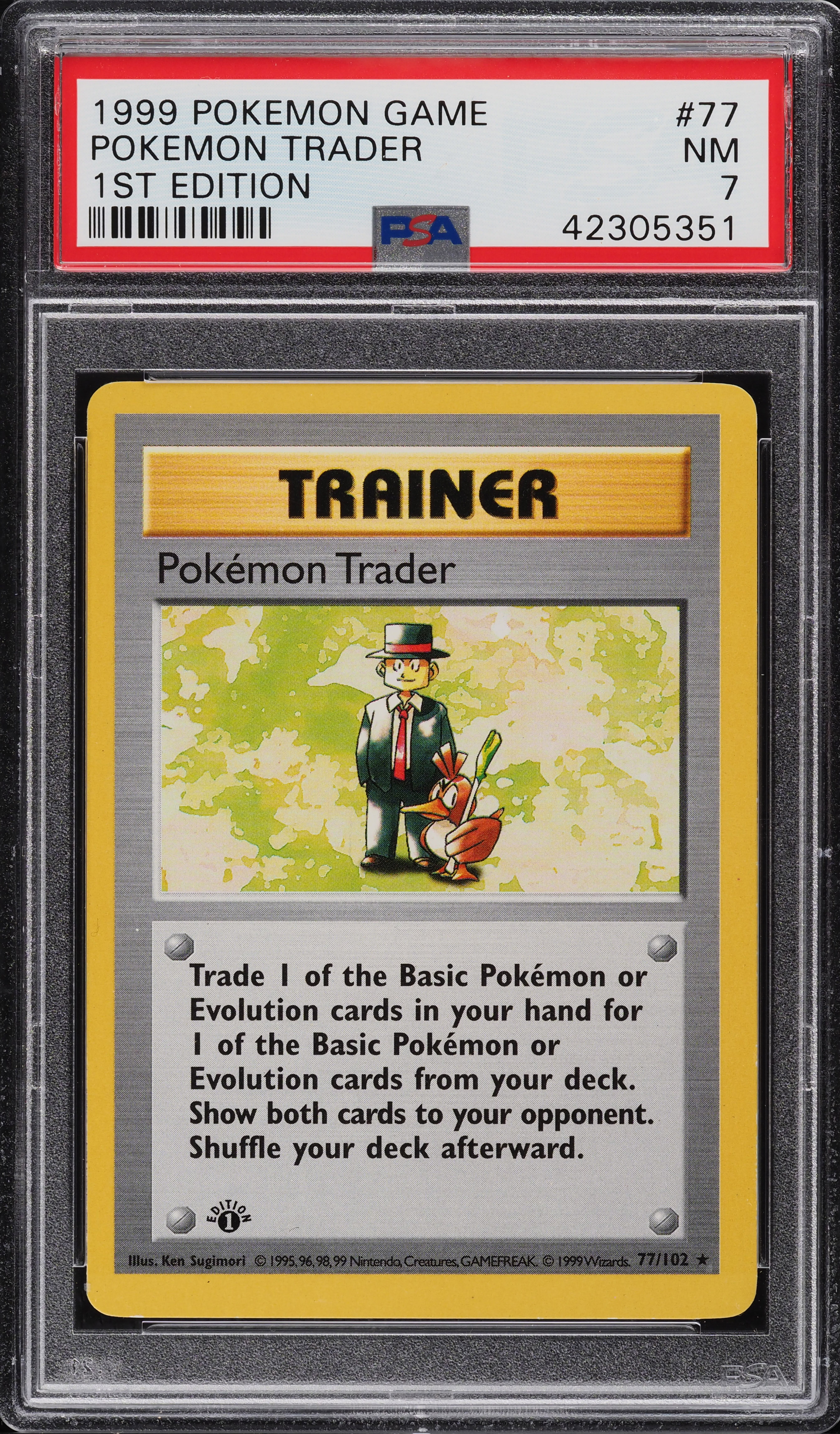 1999 Pokemon Base Set Shadowless 1st Edition Pokemon Trader #77 PSA 7 NRMT