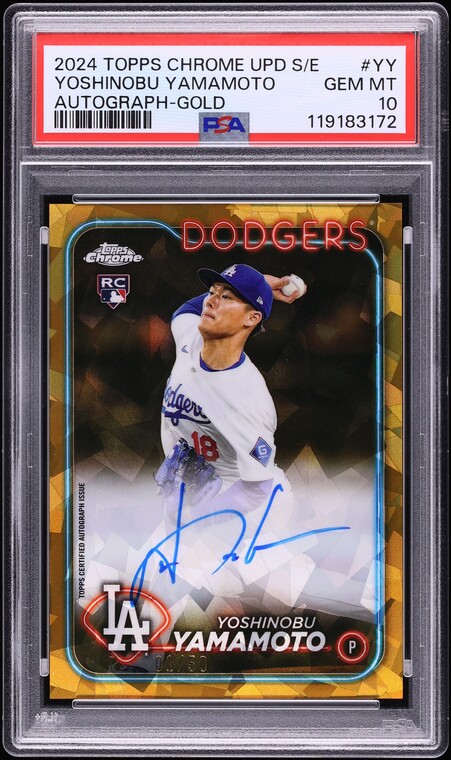 2024 Topps Chrome Sapphire Gold Yoshinobu Yamamoto ROOKIE AUTO 1/50 #YY PSA 10