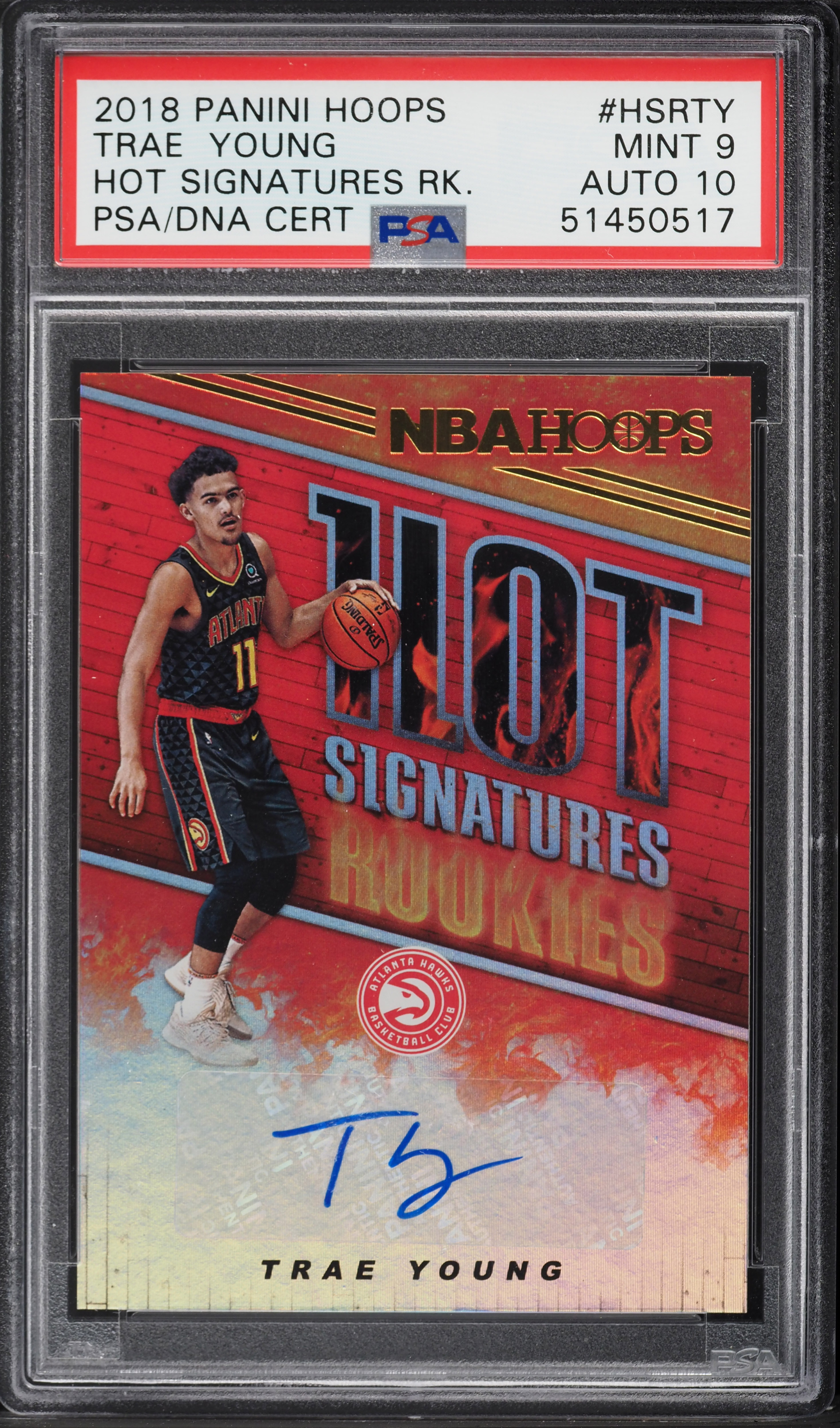 2018 Hoops Hot Signatures Trae Young ROOKIE AUTO DNA 10 #HSR-TY PSA 9 MINT