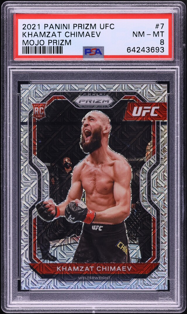 2021 Panini Prizm UFC Mojo Khamzat Chimaev ROOKIE /25 #7 PSA 8 NM-MT