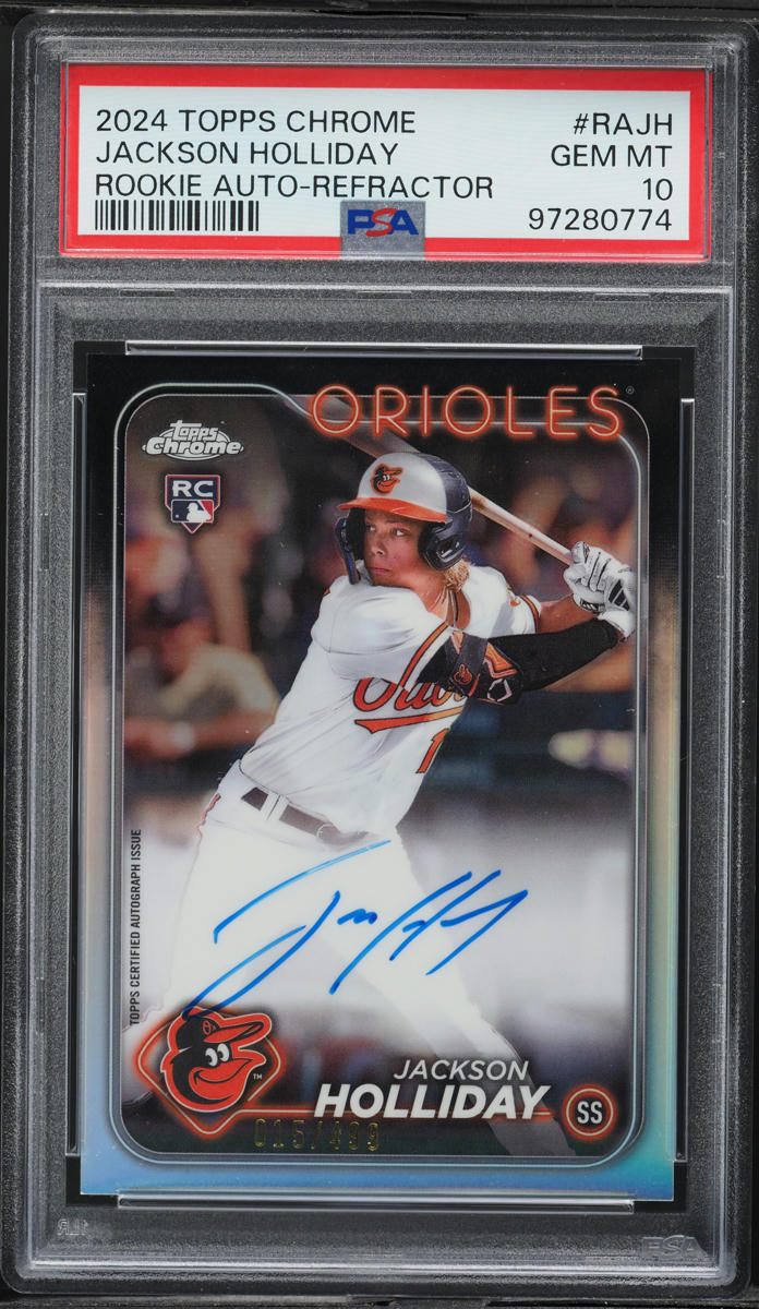 2024 Topps Chrome Refractor Jackson Holliday ROOKIE AUTO /499 #RA-JH PSA 10 GEM