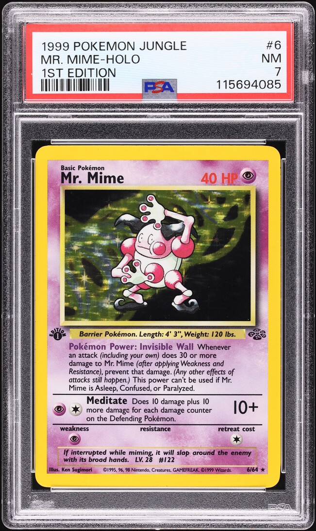1999 Pokemon Jungle 1st Edition Holo Mr. Mime #6 PSA 7 NRMT