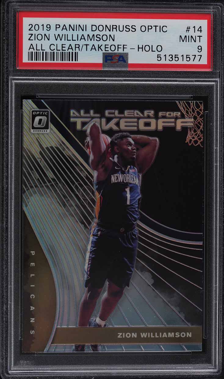 2019 Donruss Optic All Clear For Takeoff Holo Zion Williamson ROOKIE #14 PSA 9
