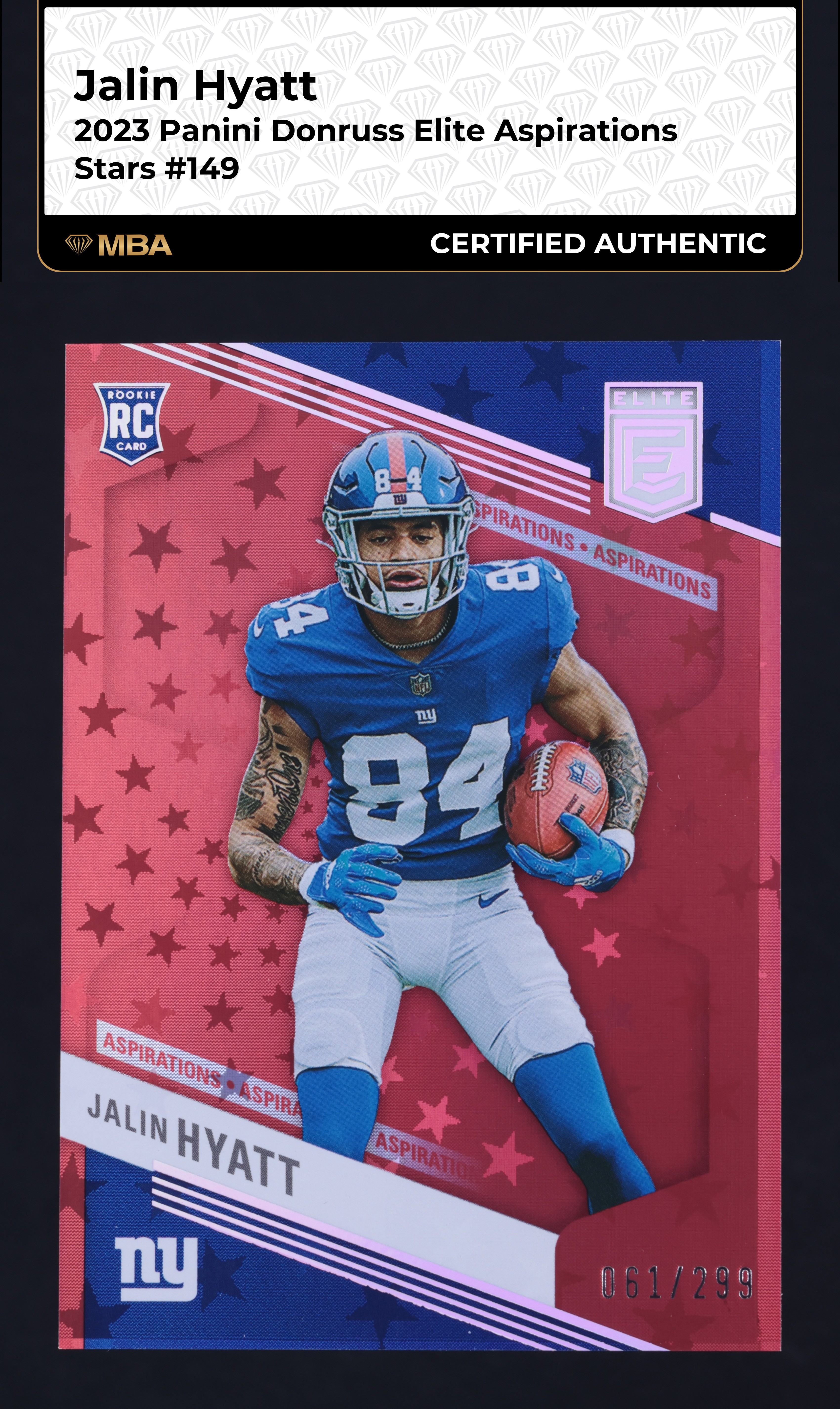 2023 Donruss Elite Aspirations Stars Jalin Hyatt ROOKIE /299 #149 MBA AUTH