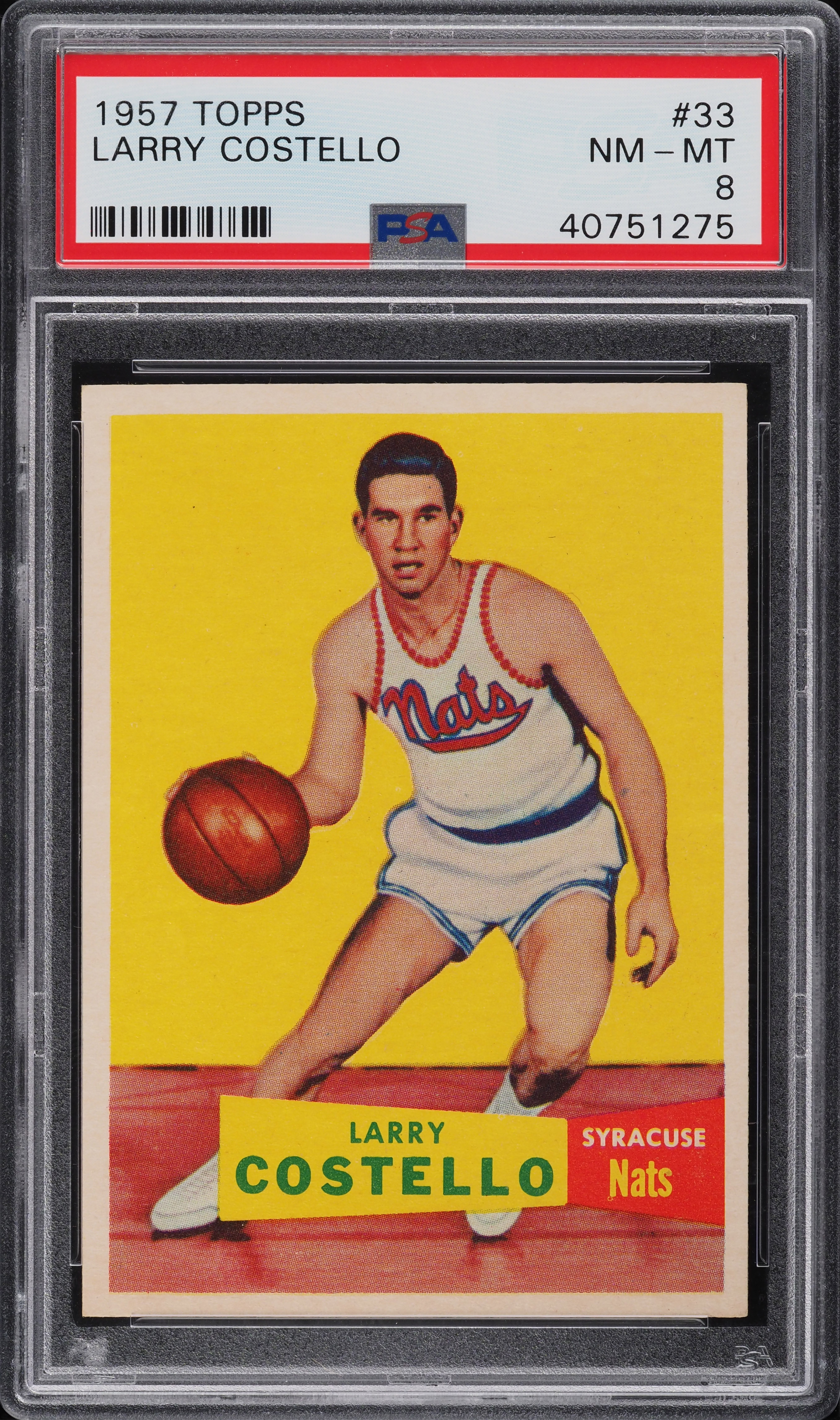 1957 Topps Basketball Larry Costello ROOKIE #33 PSA 8 NM-MT (PWCC-S)