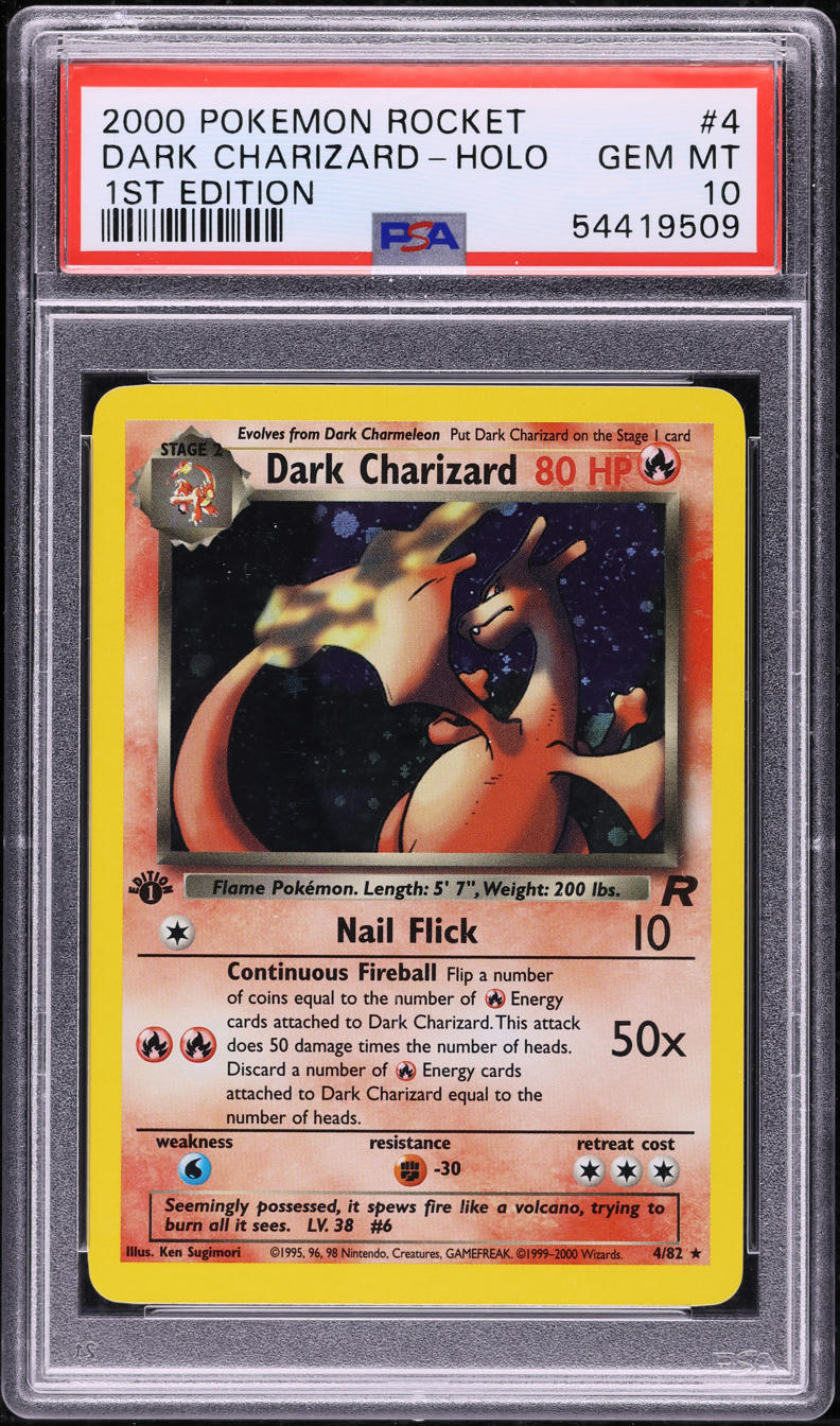 2000 Pokemon Team Rocket 1st Edition Holo Dark Charizard #4 PSA 10 GEM MINT