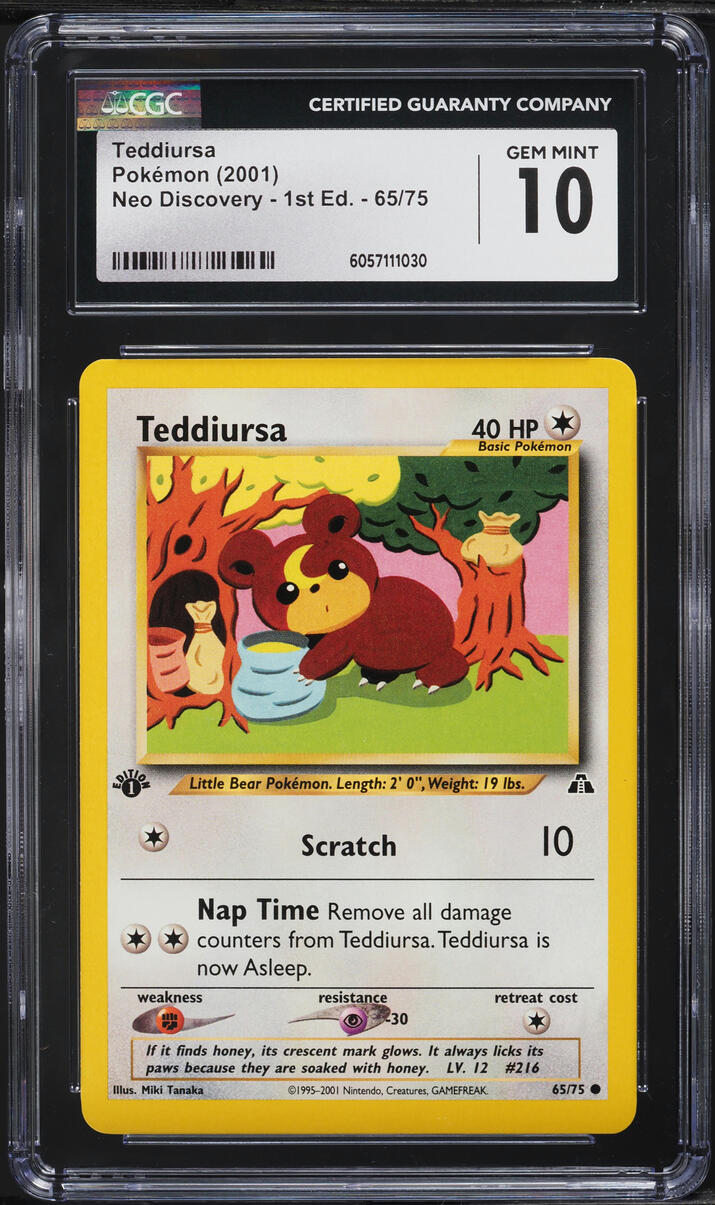 2001 Pokemon Neo Discovery 1st Edition Teddiursa #65 CGC 10 GEM MINT