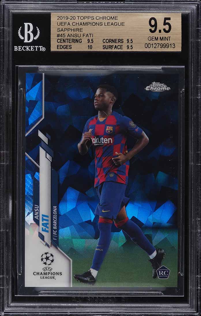 2019 Topps Chrome UEFA Champions League Sapphire Ansu Fati ROOKIE RC #45 BGS 9.5