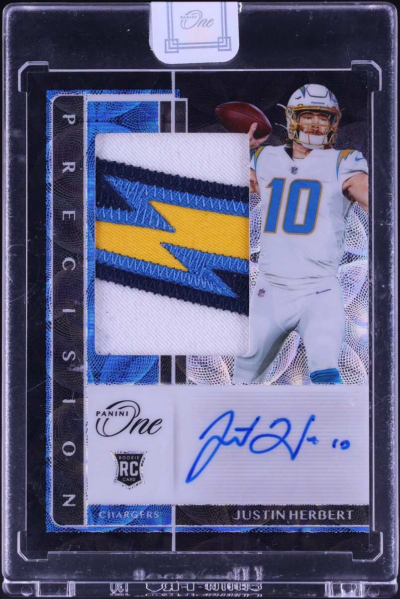 2020 Panini One Precision Black Prizm Justin Herbert ROOKIE PATCH AUTO /10 #303