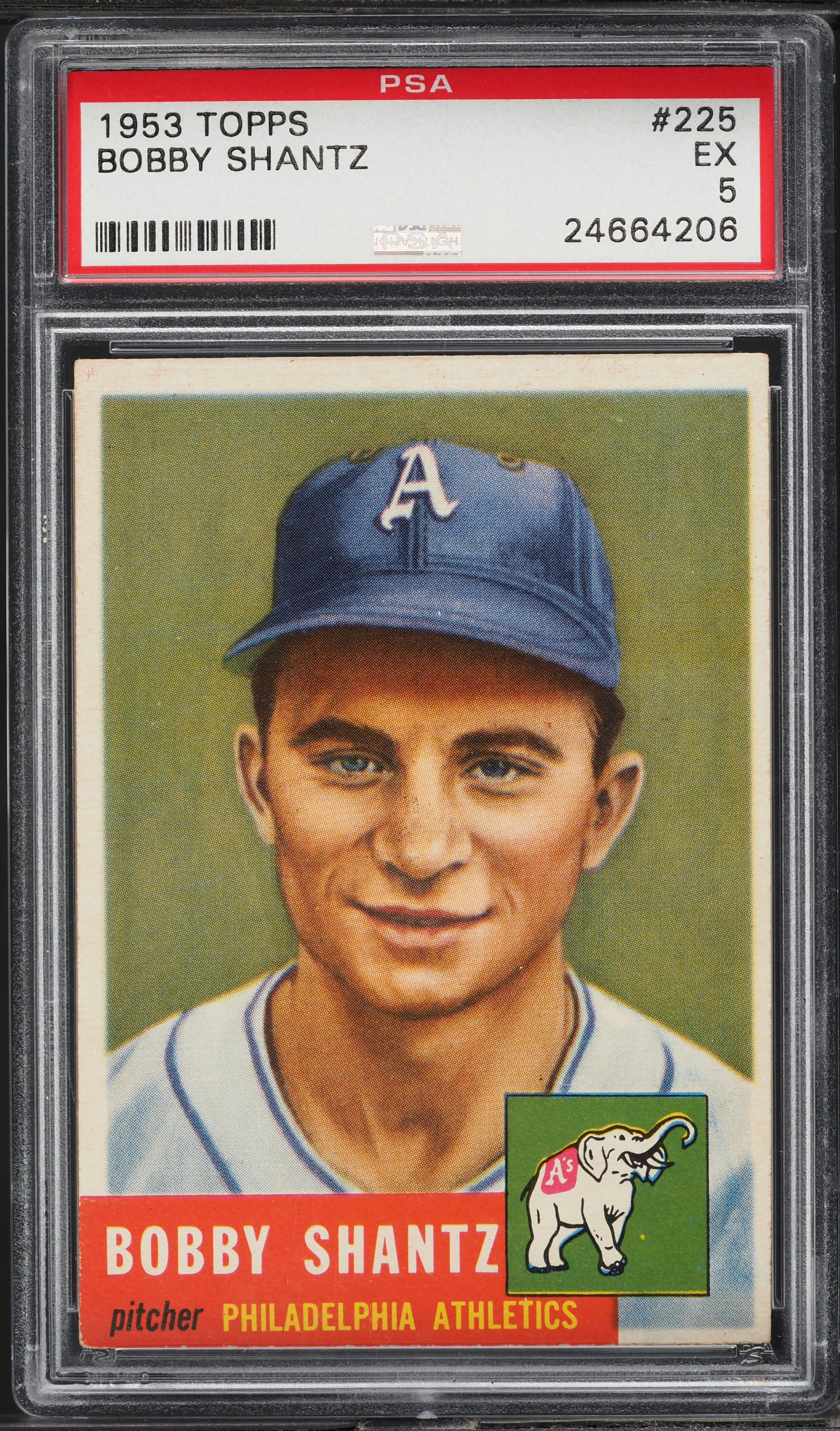 1953 Topps Bobby Shantz SHORT PRINT #225 PSA 5 EX