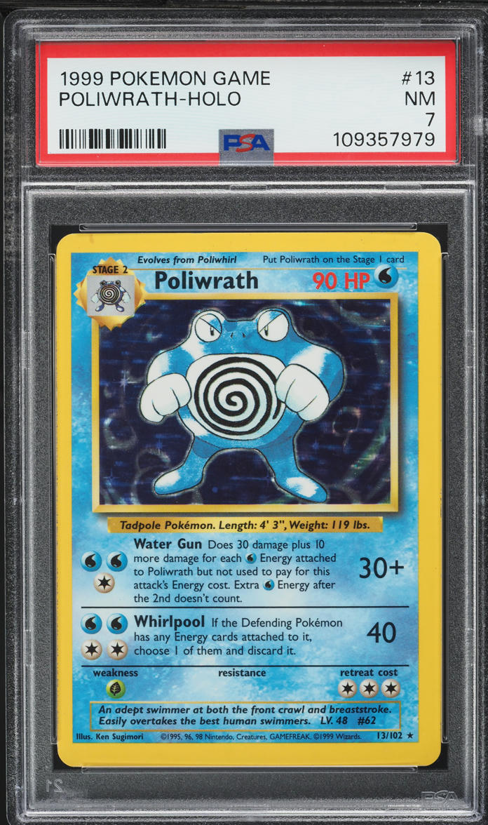 1999 Pokemon Base Set Holo Poliwrath #13 PSA 7 NRMT