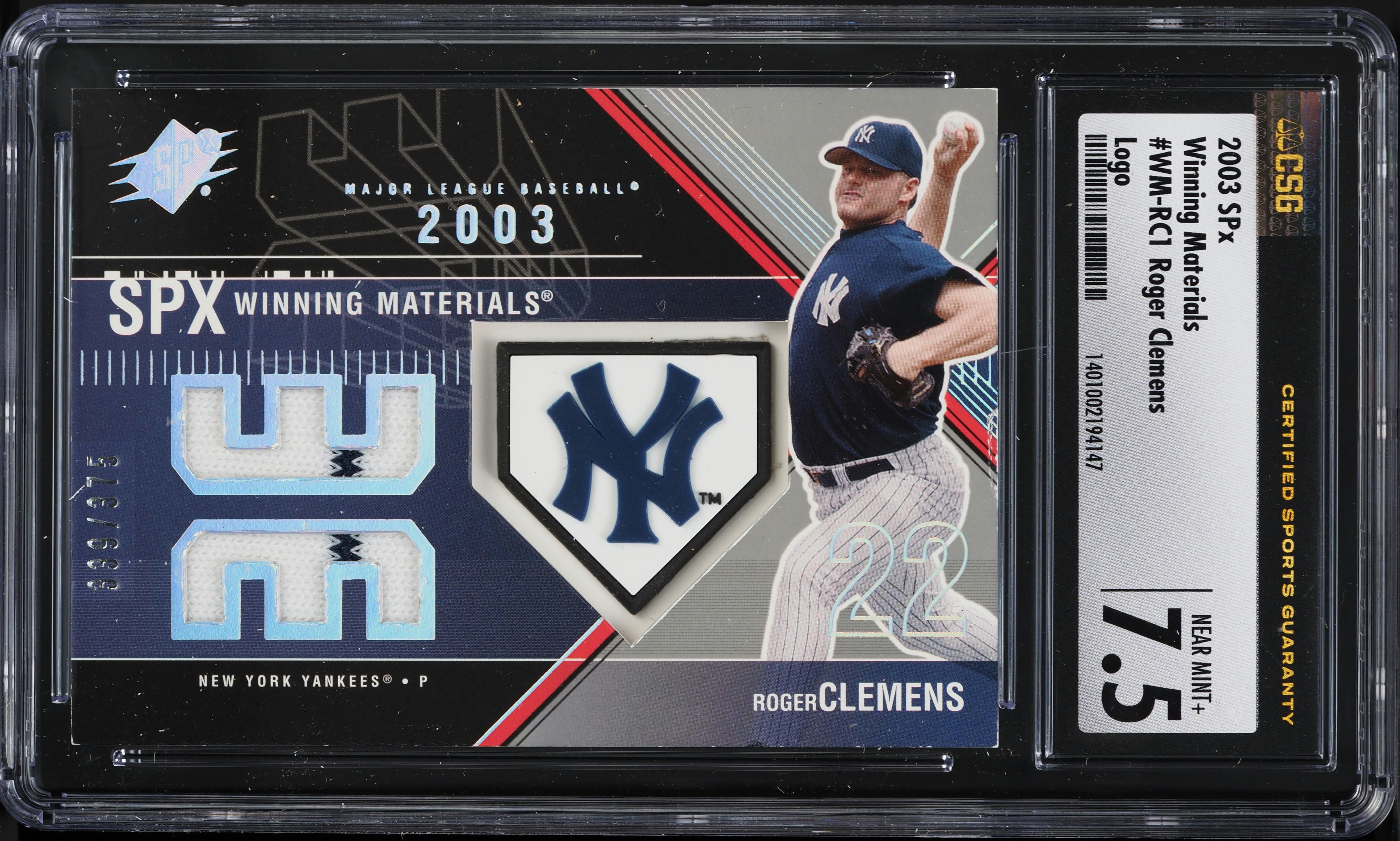 2003 SPx Winning Materials Roger Clemens PATCH /375 #WM-RC1 CSG 7.5 NRMT+