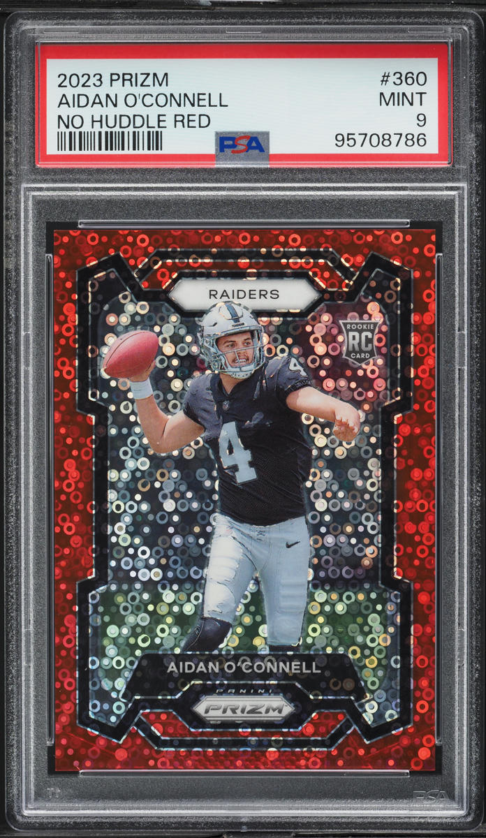 2023 Panini Prizm No Huddle Red Aidan O'Connell ROOKIE /70 #360 PSA 9 MINT