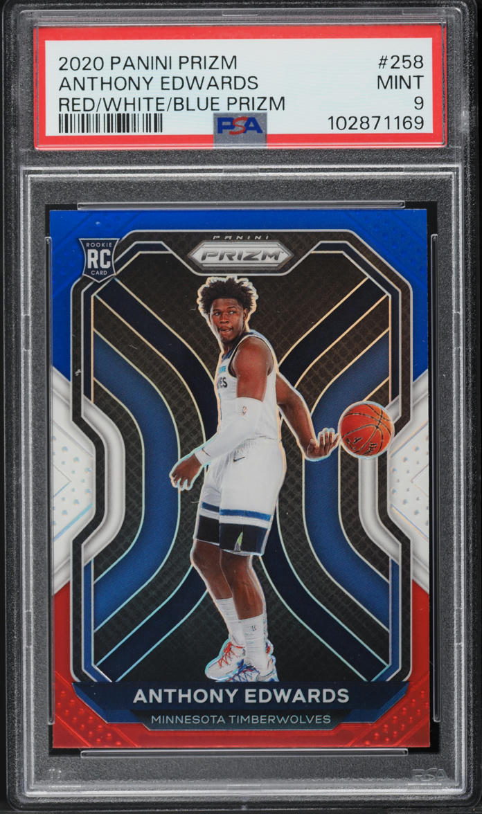 2020 Panini Prizm Red White Blue Anthony Edwards ROOKIE #258 PSA 9 MINT