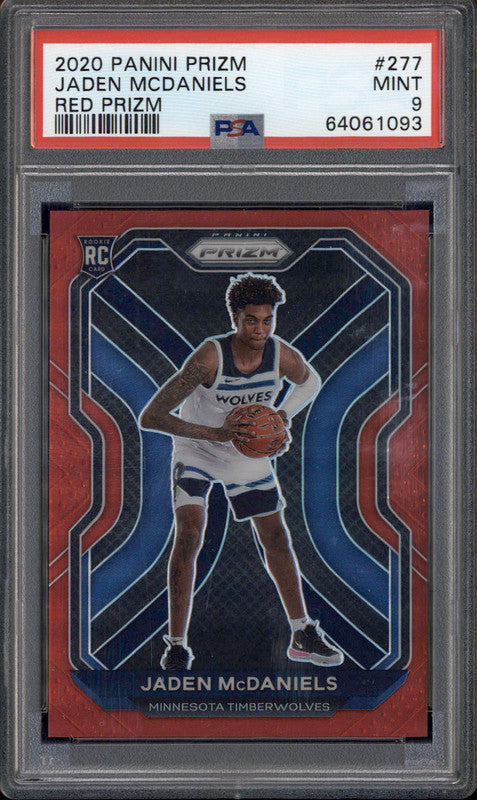 2020 Panini Prizm Red Prizm #277 Jaden McDaniels RC /299 PSA 9