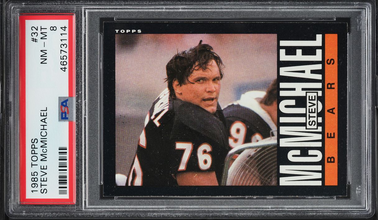 1985 Topps Football Steve McMichael ROOKIE #32 PSA 8 NM-MT