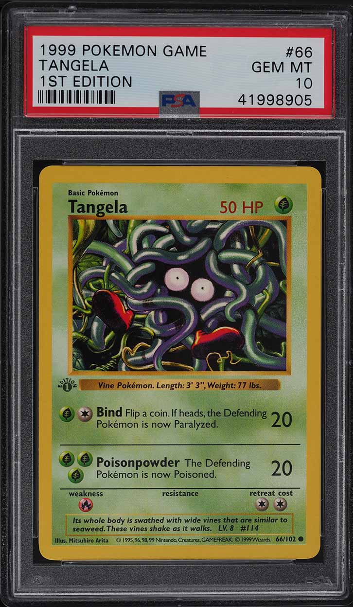 1999 Pokemon Base Set Shadowless 1st Edition Tangela #66 PSA 10 GEM MINT