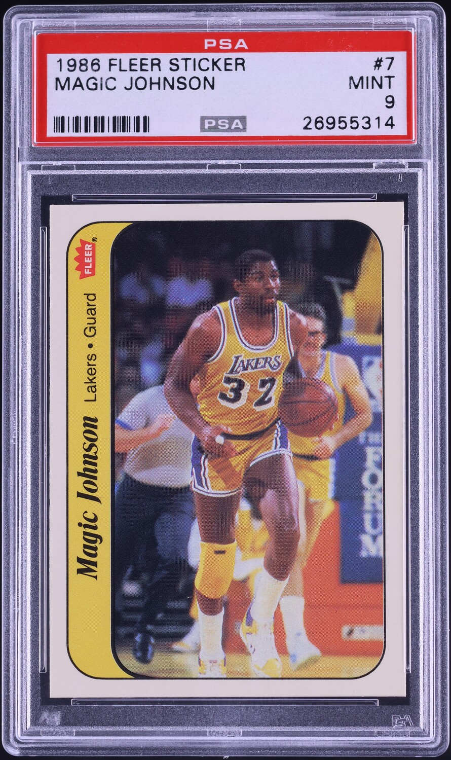 1986 Fleer Sticker Magic Johnson #7 PSA 9 MINT