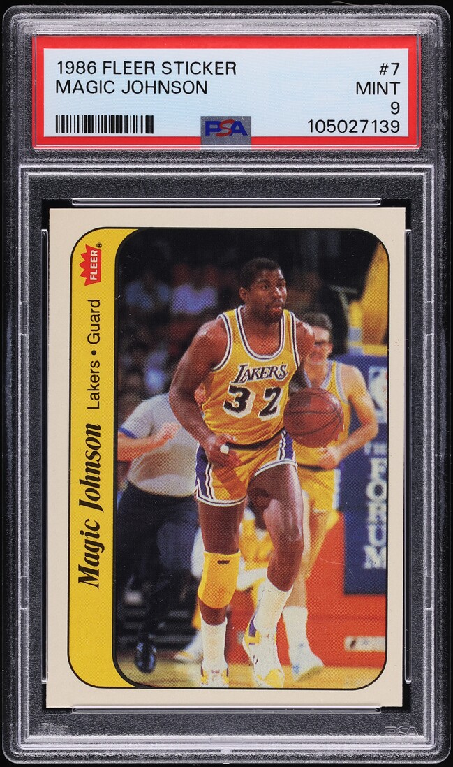 1986 Fleer Sticker Magic Johnson #7 PSA 9 MINT