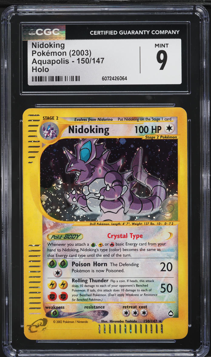 2003 Pokemon Aquapolis Holo Crystal Nidoking #150 CGC 9 MINT
