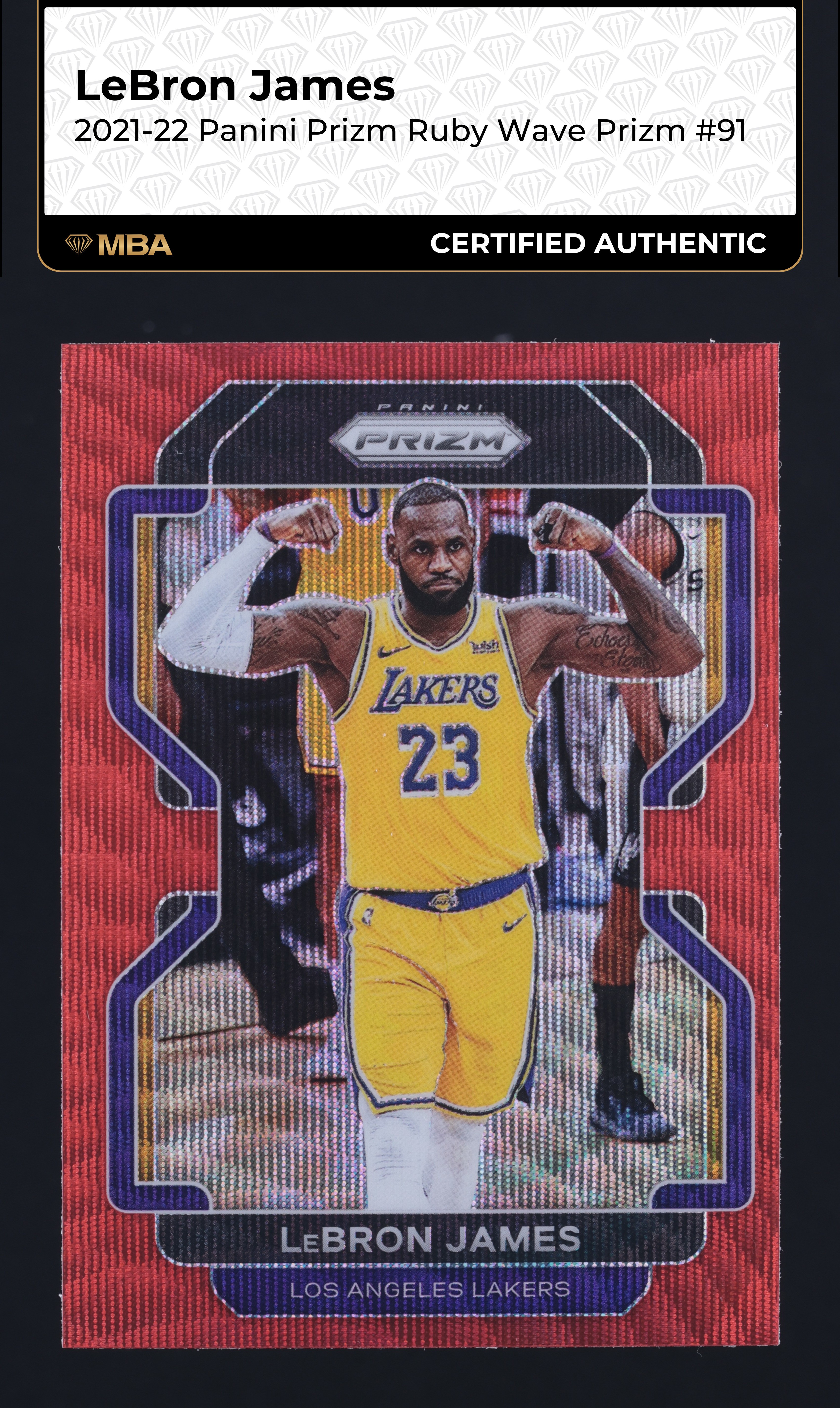 2021 Panini Prizm Ruby Wave LeBron James #91 MBA AUTH