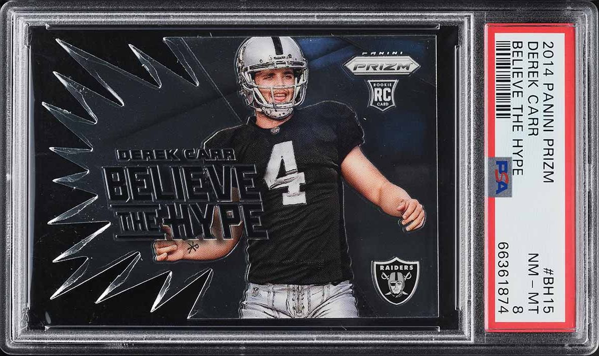 2014 Panini Prizm Believe The Hype Derek Carr ROOKIE #BH15 PSA 8 NM-MT