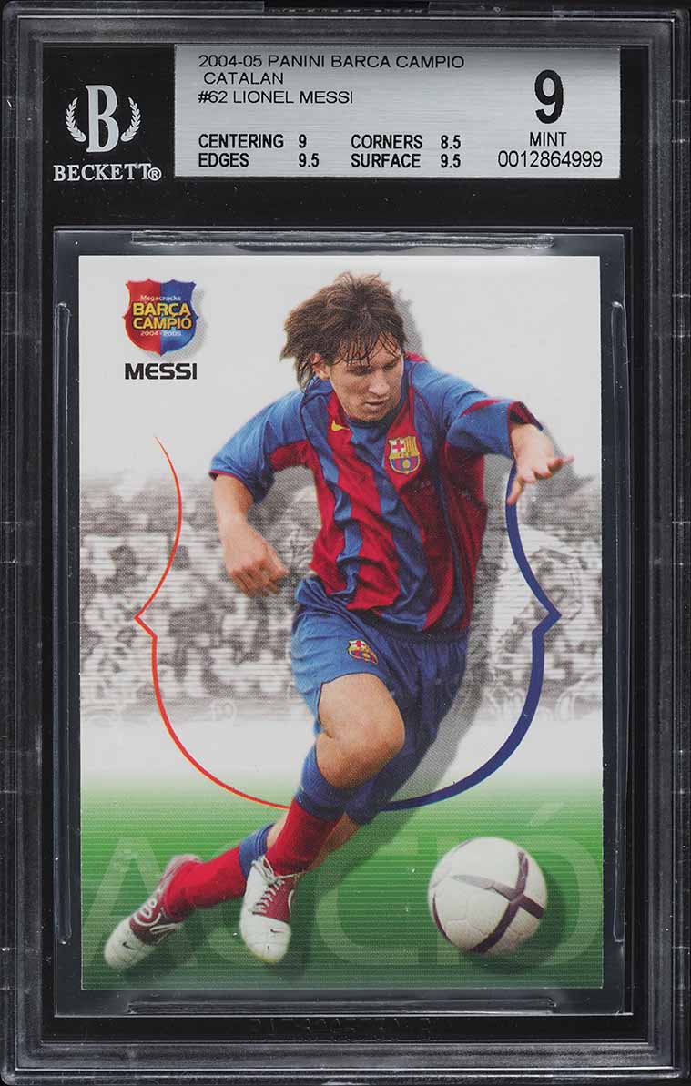 2004 Panini Sports Mega Cracks Campion Accion Lionel Messi ROOKIE #62 BGS 9 MINT