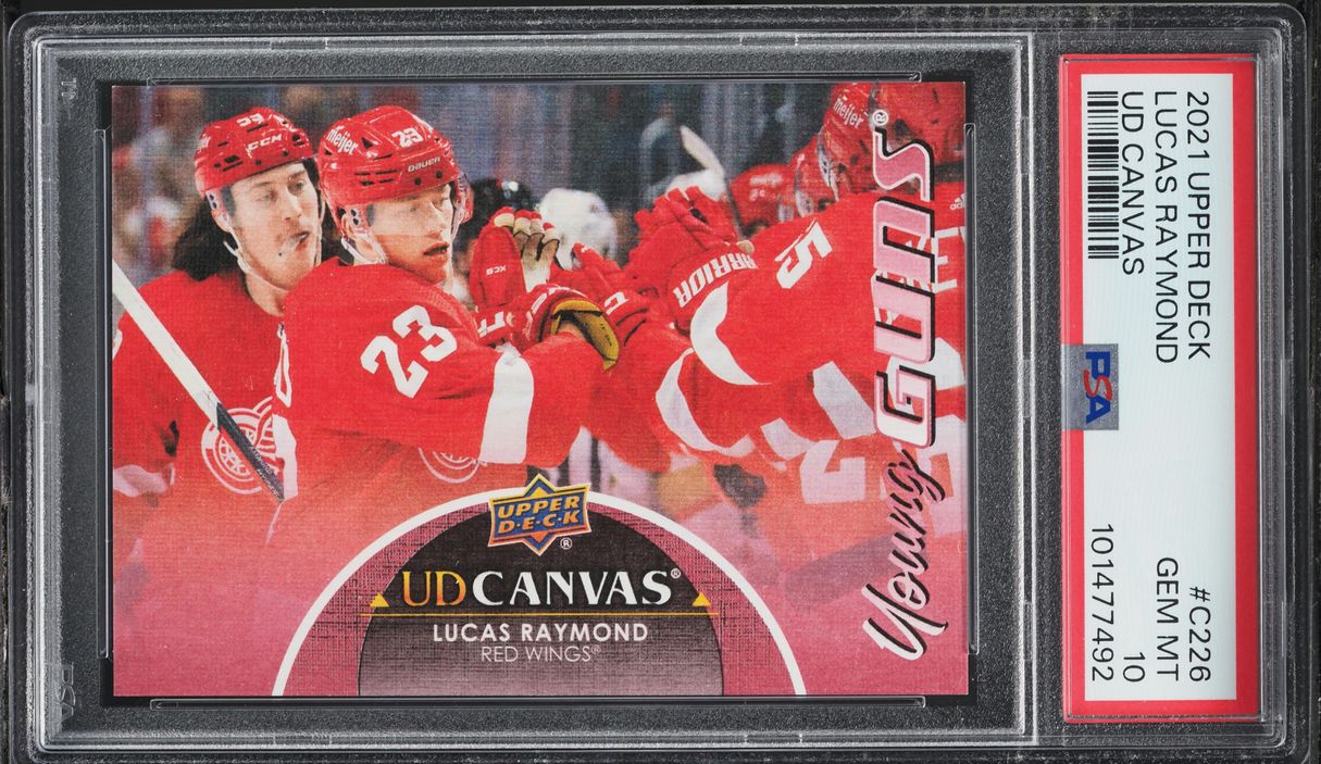 2021 Upper Deck UD Canvas Young Guns Lucas Raymond ROOKIE #C226 PSA 10 GEM MINT