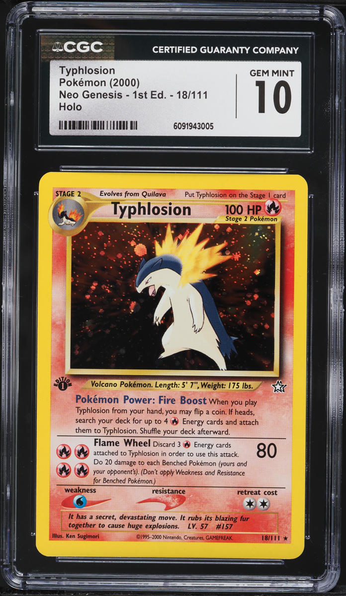 2000 Pokemon Neo Genesis 1st Edition Holo Typhlosion #18 CGC 10 GEM MINT