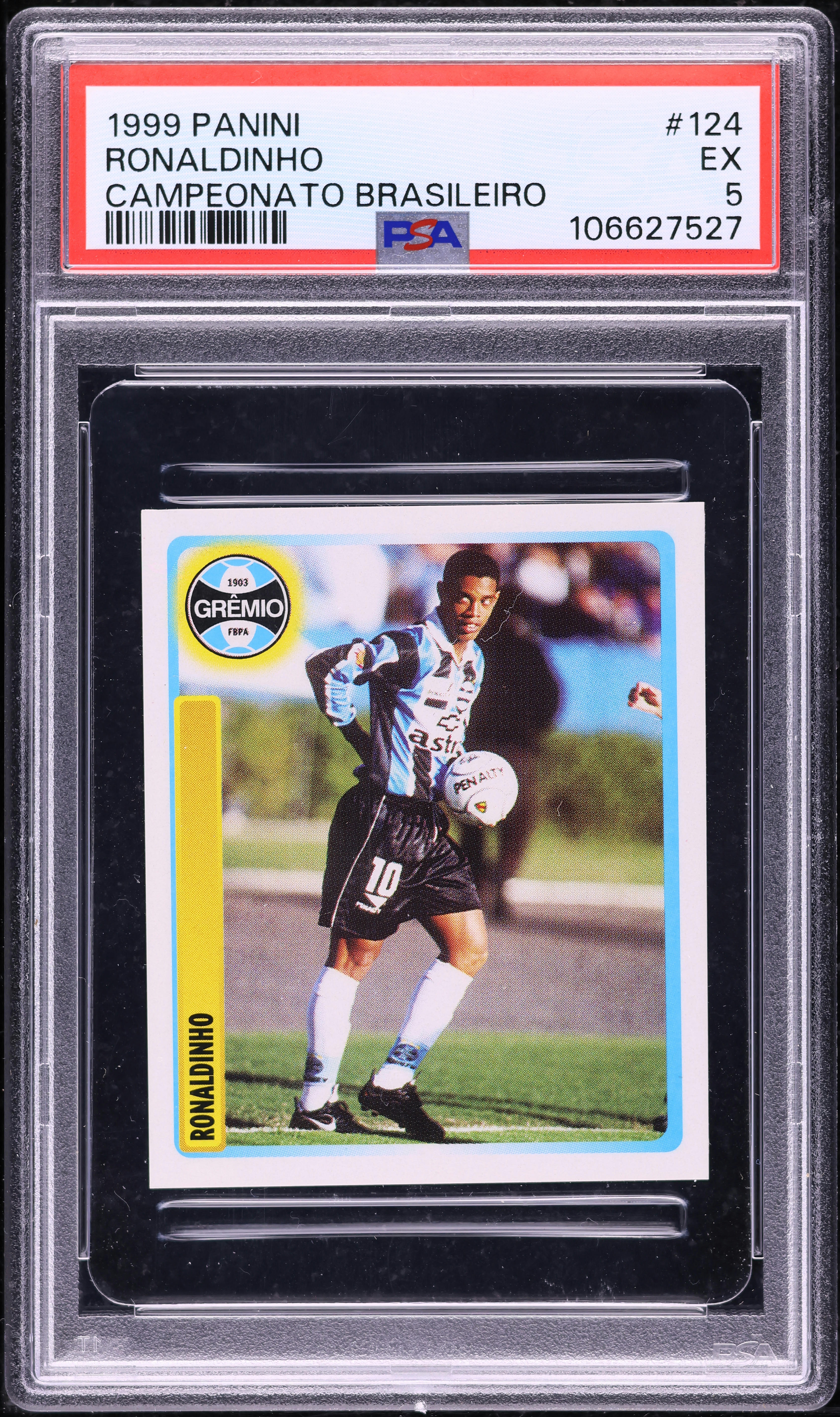 1999 Panini Campeonato Brasileiro Ronaldinho ROOKIE #124 PSA 5 EX
