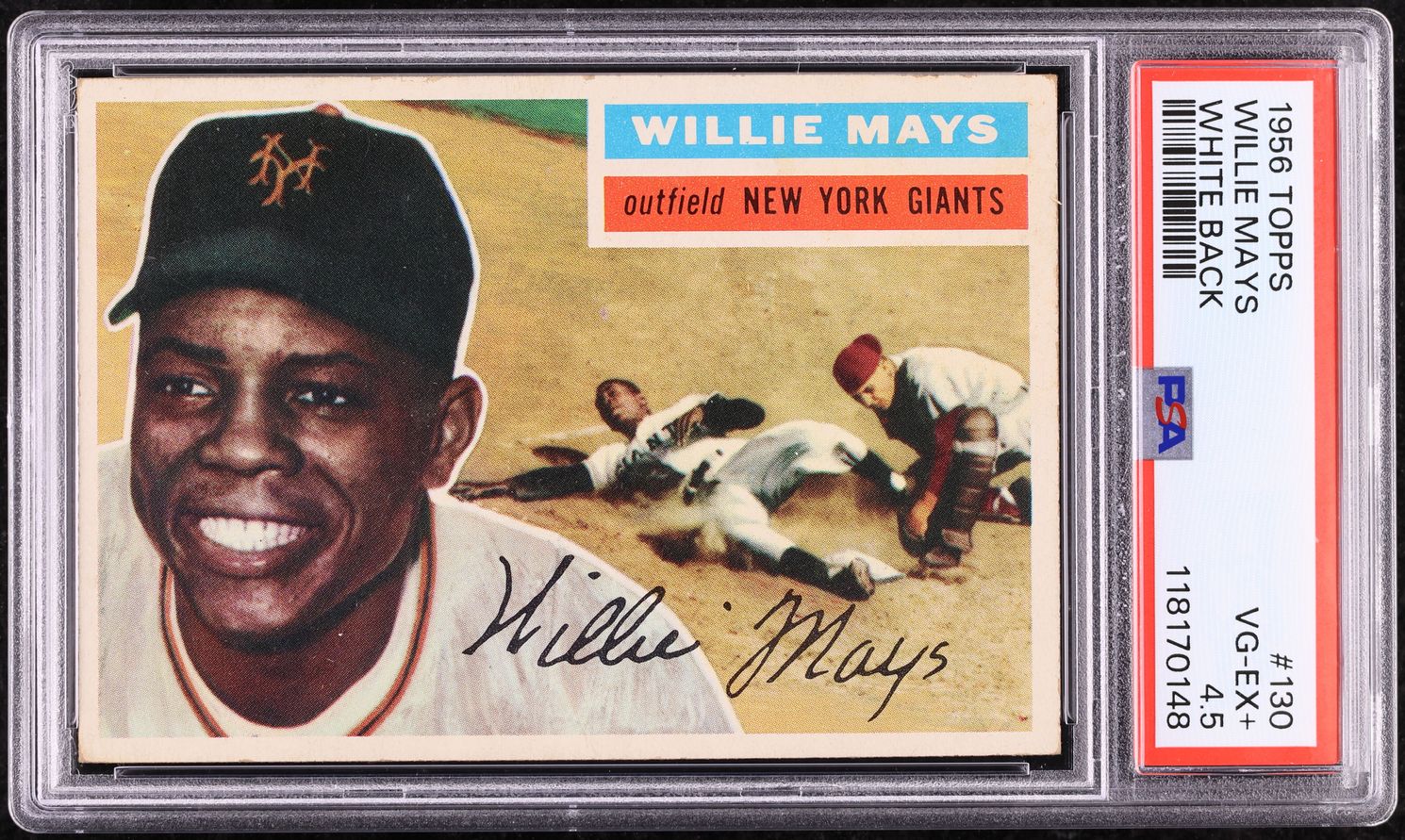 1956 Topps Willie Mays WHITE BACK #130 PSA 4.5 VGEX+