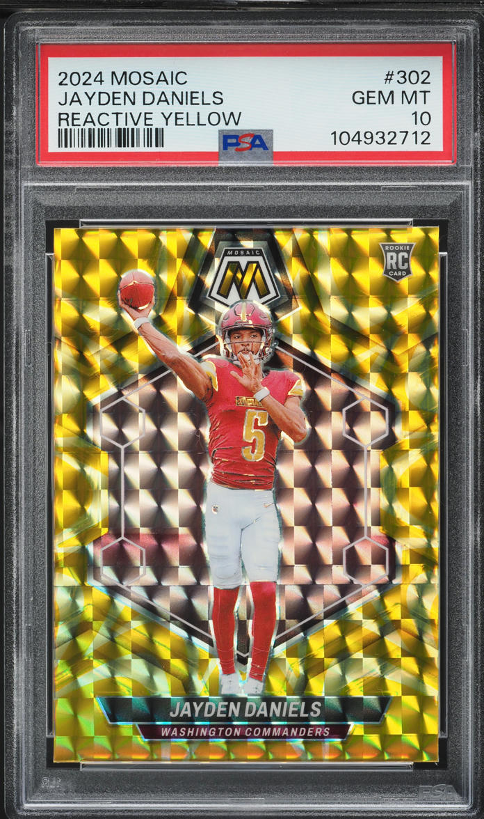 2024 Panini Mosaic Reactive Yellow Jayden Daniels ROOKIE #302 PSA 10 GEM MINT