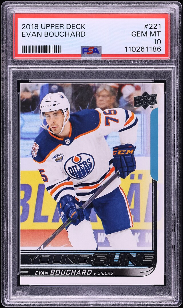 2018 Upper Deck Young Guns Evan Bouchard ROOKIE #221 PSA 10 GEM MINT
