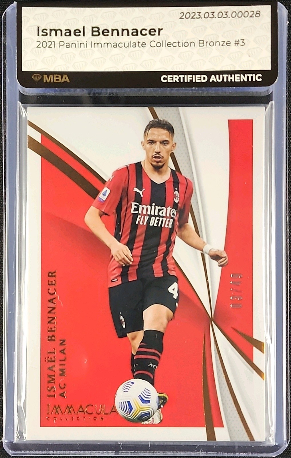 2021 Immaculate Collection Bronze Ismael Bennacer /49 #3 MBA AUTH