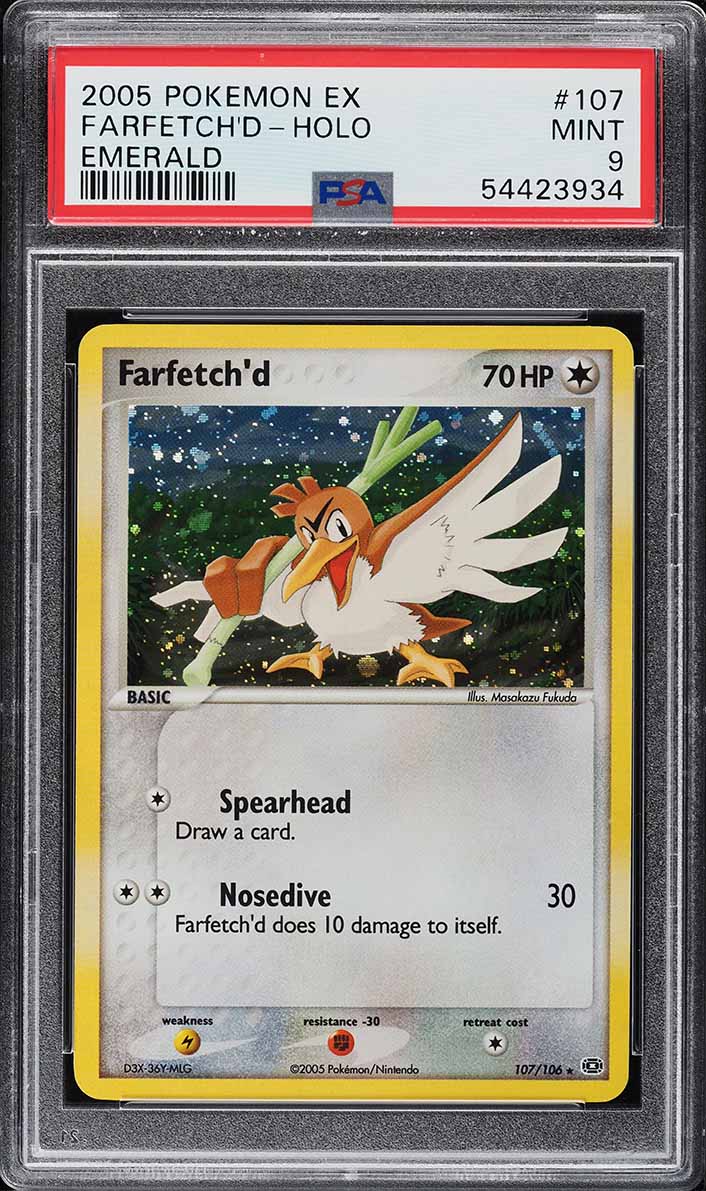 2005 Pokemon EX Emerald Secret Rare Holo Farfetch'd #107 PSA 9 MINT