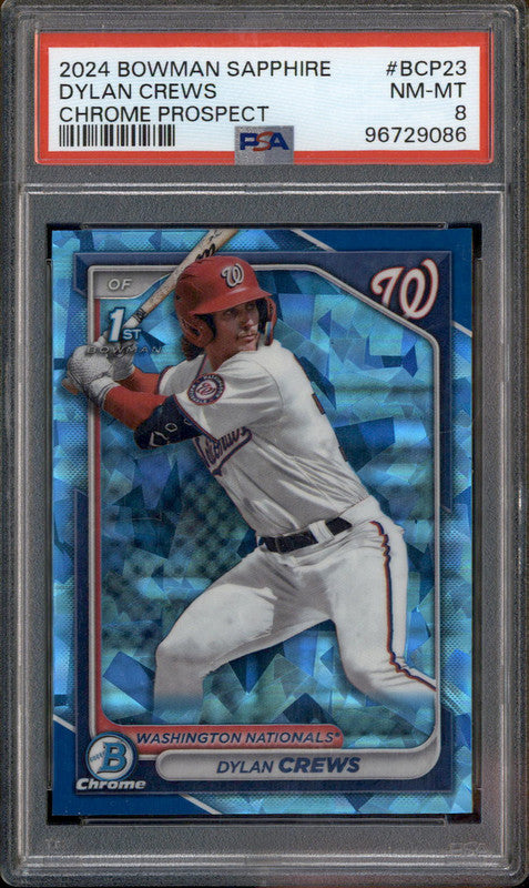 2024 Bowman Sapphire Chrome Prospects #BCP23 Dylan Crews RC PSA 8