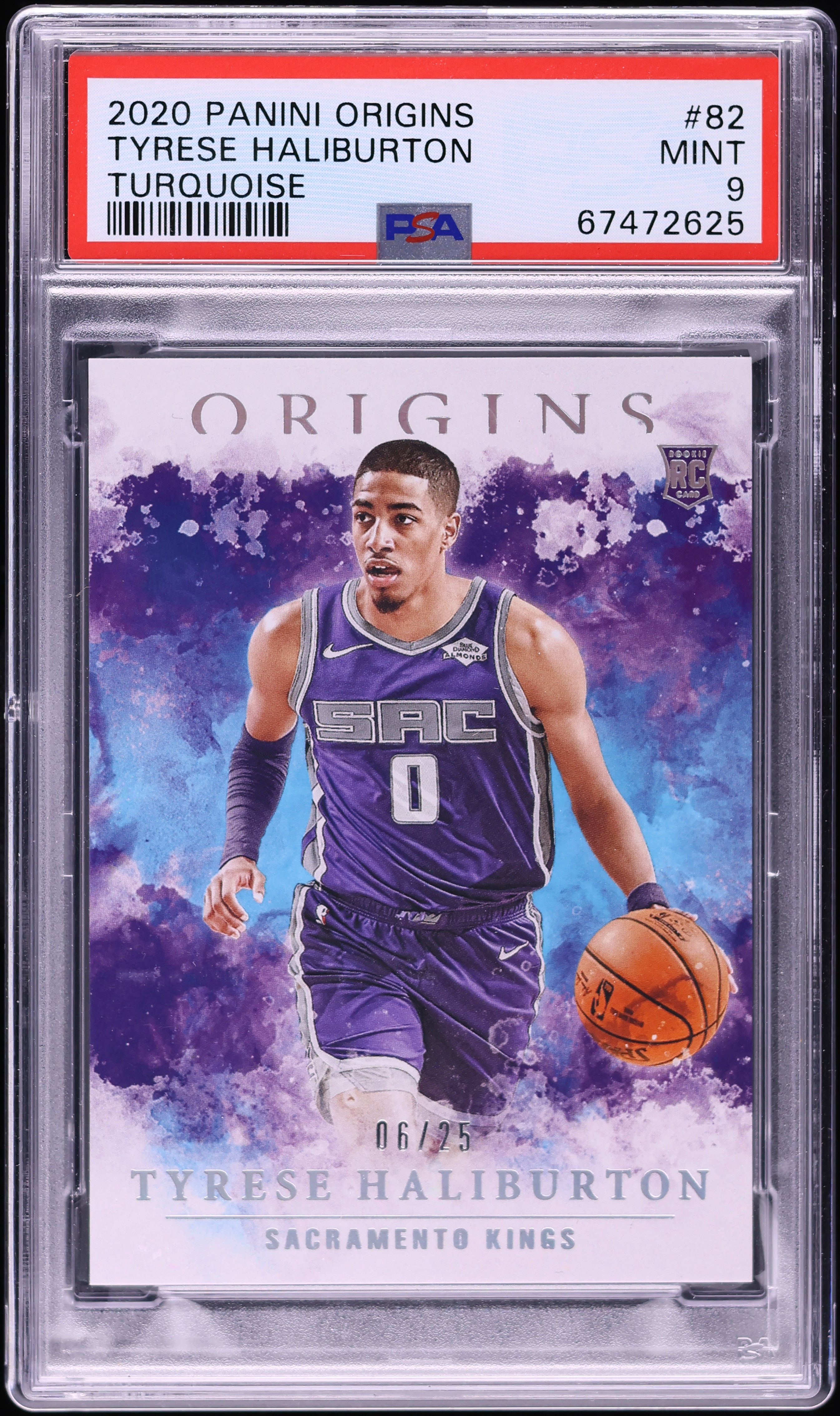 2020 Panini Origins Turquoise Tyrese Haliburton ROOKIE /25 #82 PSA 9 MINT