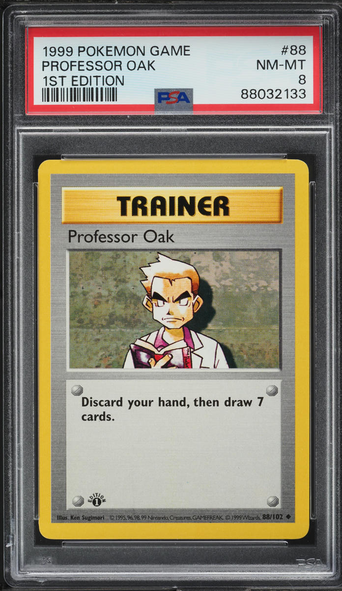 1999 Pokemon Base Set Shadowless 1st Edition Professor Oak #88 PSA 8 NM-MT