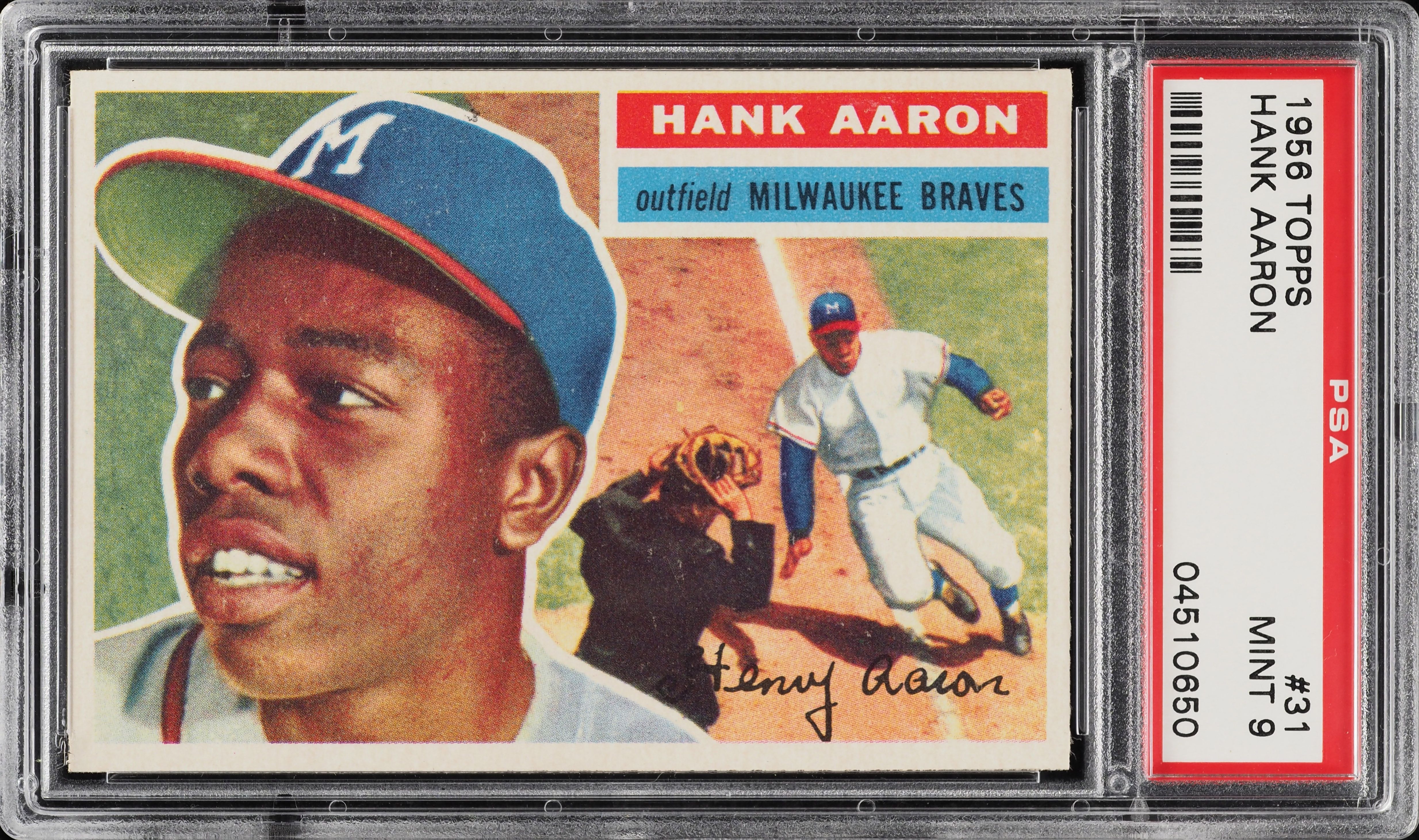 1956 Topps Hank Aaron WHITE BACK #31 PSA 9 MINT
