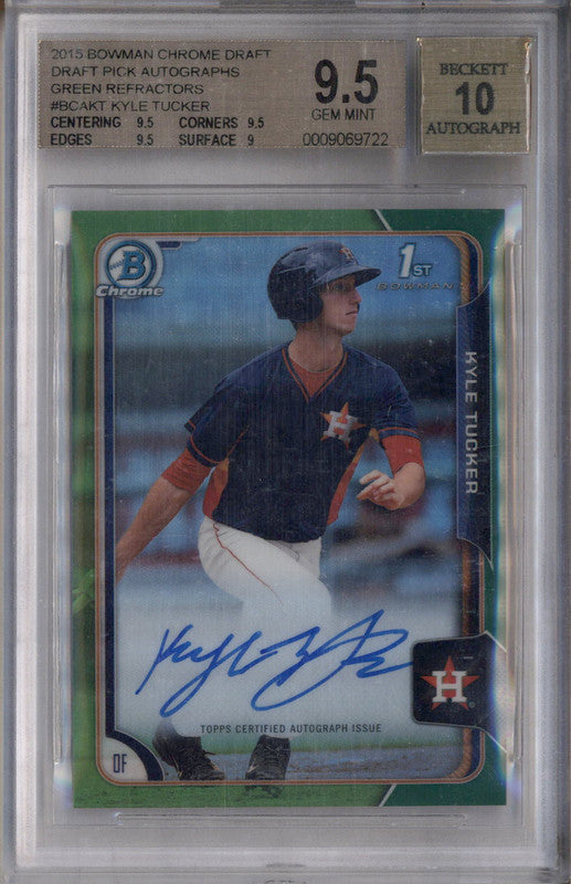 2015 Bowman Chrome Draft Green Refractors #BCAKT Kyle Tucker RC Auto /99 BGS 9.5